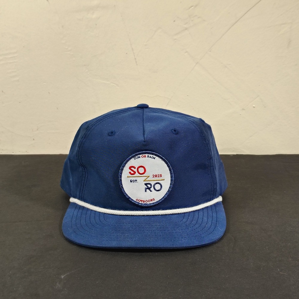 Sun Or Rain Outdoors Hat Cap Snapback Blue White Cotton Nylon Rope Cap One Size